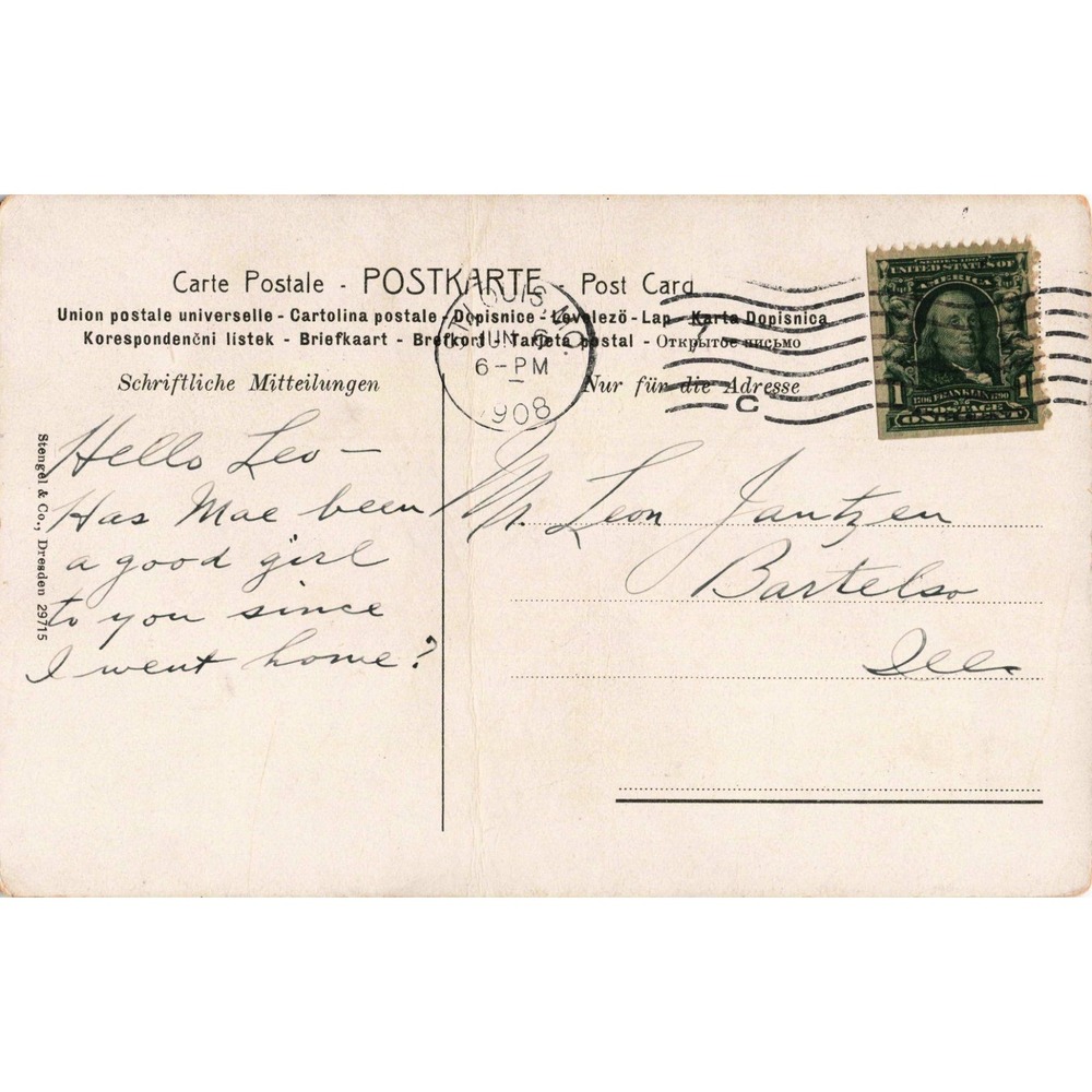 Antique 1908 Des Meisters Sohne Postcard Stengel & Co Dresden Vogel Children Art - Picture 2 of 2